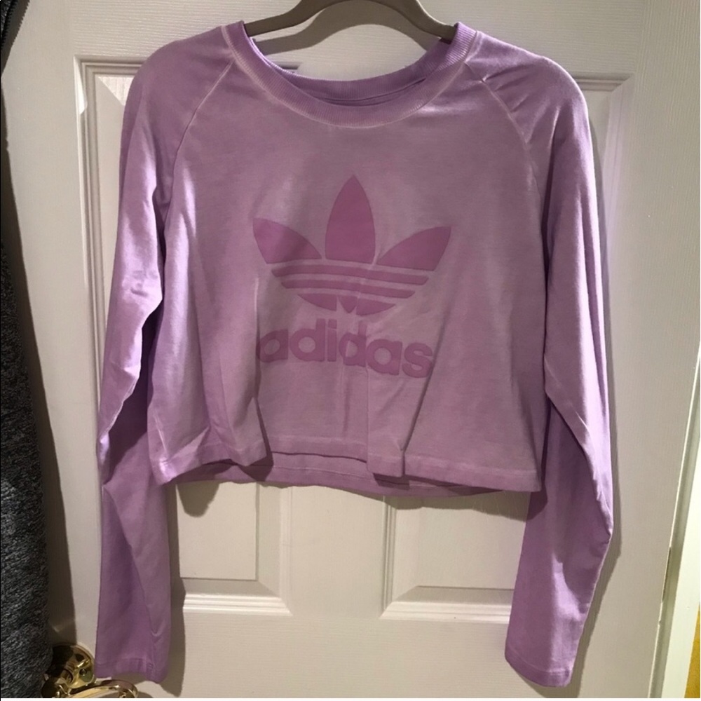 Adidas Trefoil Purple Long sleeved crop top shirt